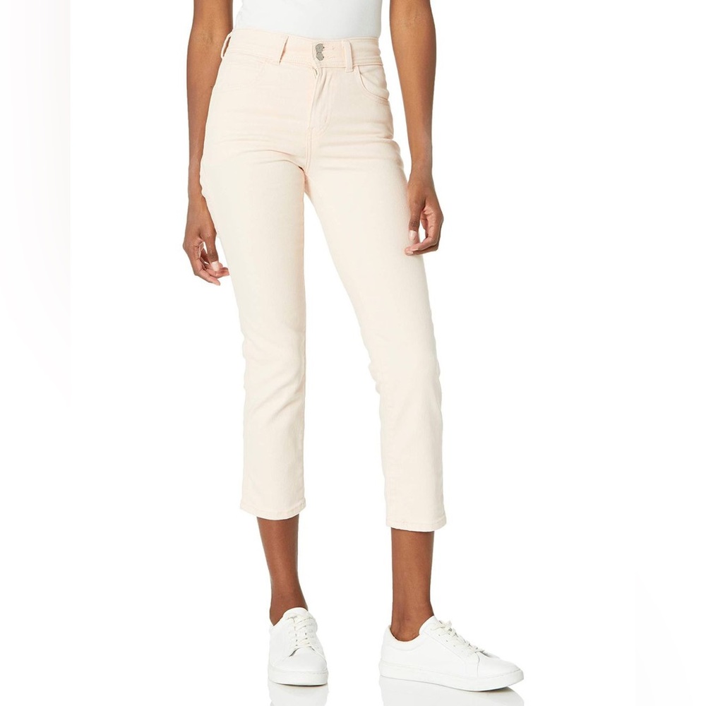 Levi’s Denim 724 High Rise Slim Straight Cropped Jeans Natural Light Peach 27